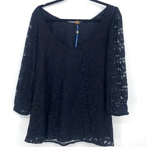 FARMRio Black Lace Anthropologie Blouse Small